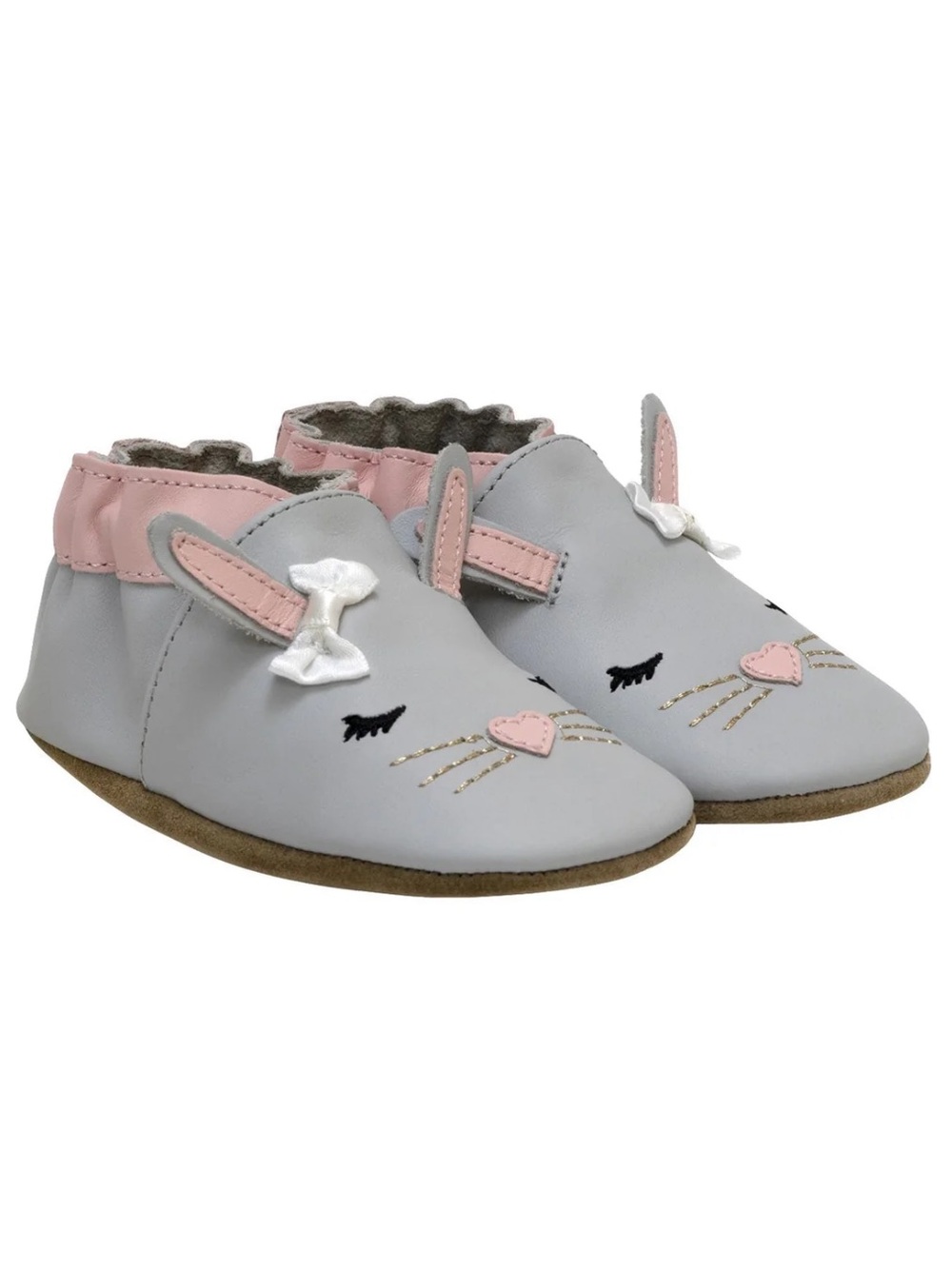 Robeez Heart Bunny Soft Sole Leather Moccasins Shoes 12-18m